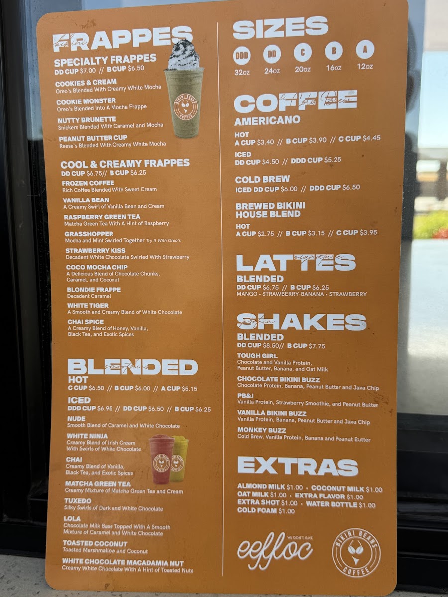 Bikini Beans Coffee Menu - Image 1